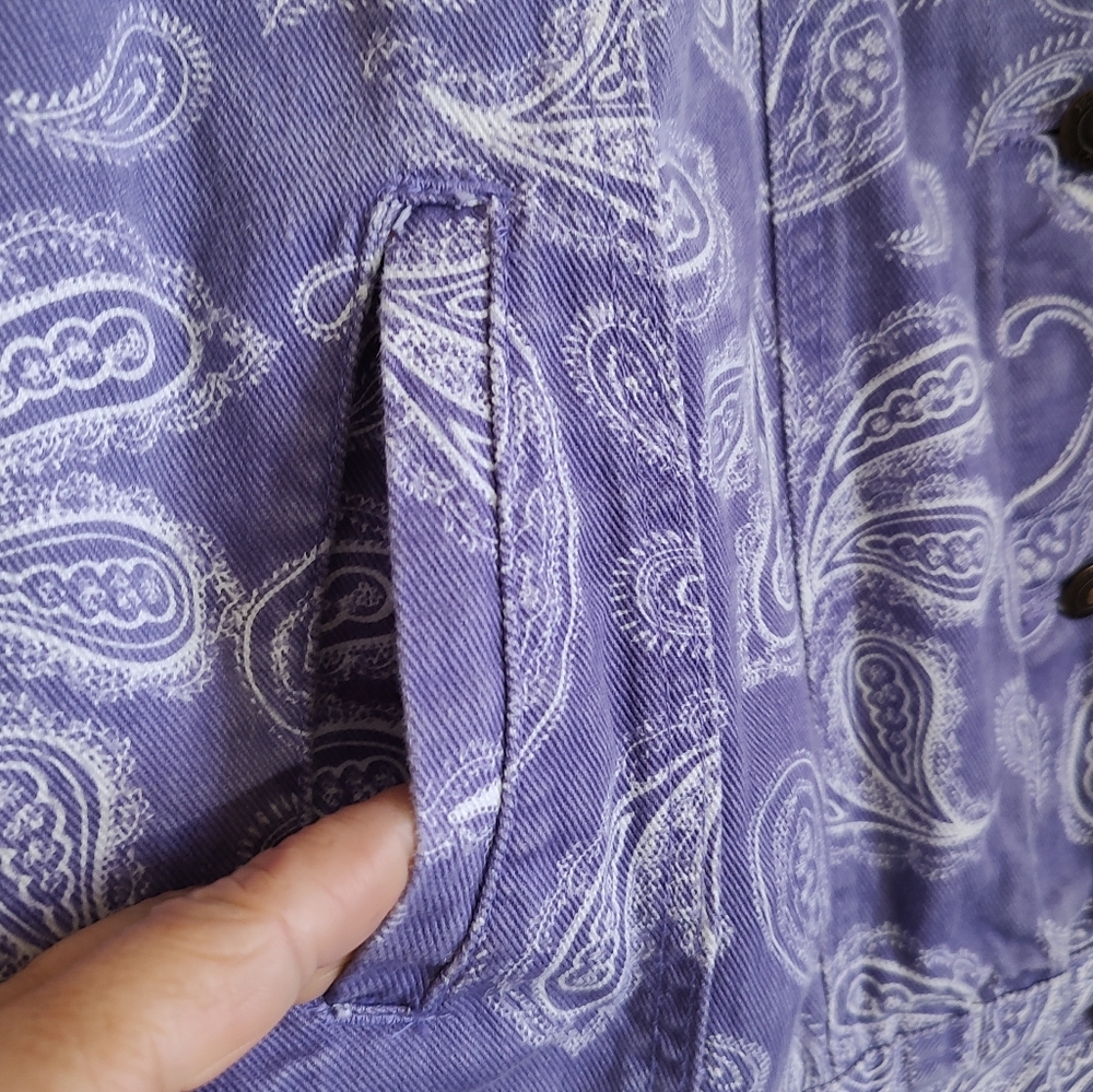 Jessica London Paisley Purple Denim Jacket - Picture 3 of 7